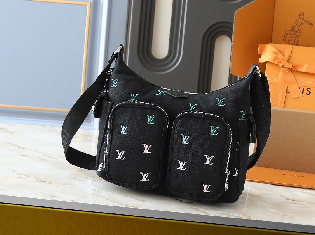 All-leather khaki monogram bag