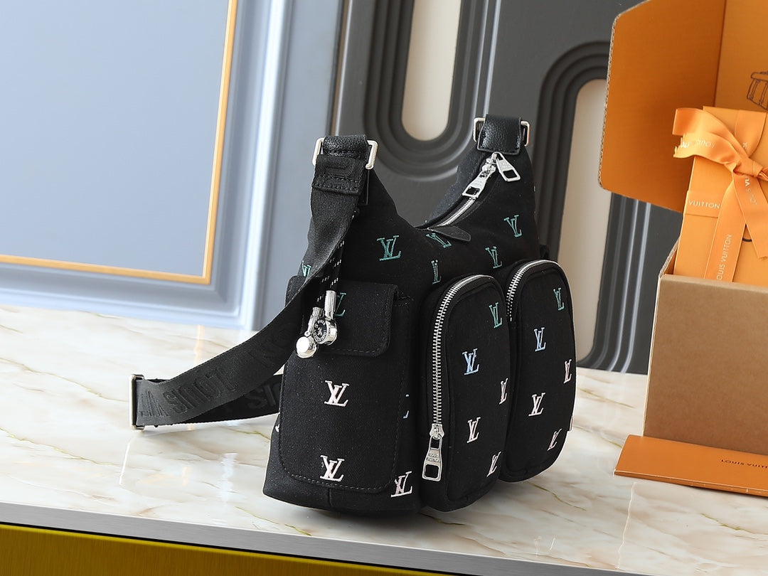 All-leather khaki monogram bag