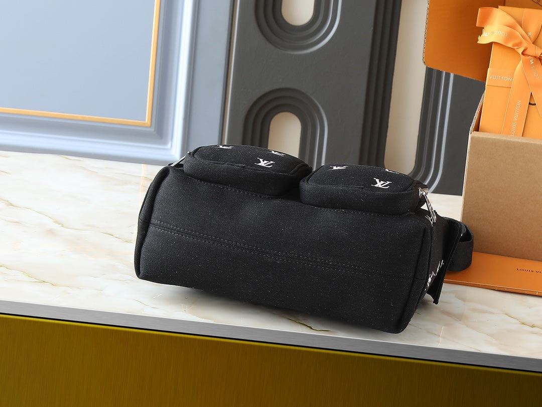 All-leather khaki monogram bag