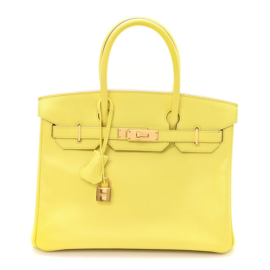 Birkin25 Sellier Jaune Milton Veau Epsom Silver Handbag