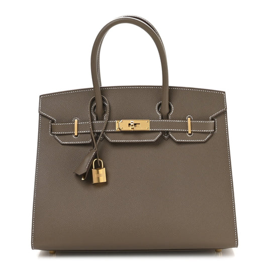 Birkin Sellier 30 Etoupe Epsom Quilted Epsom Leather